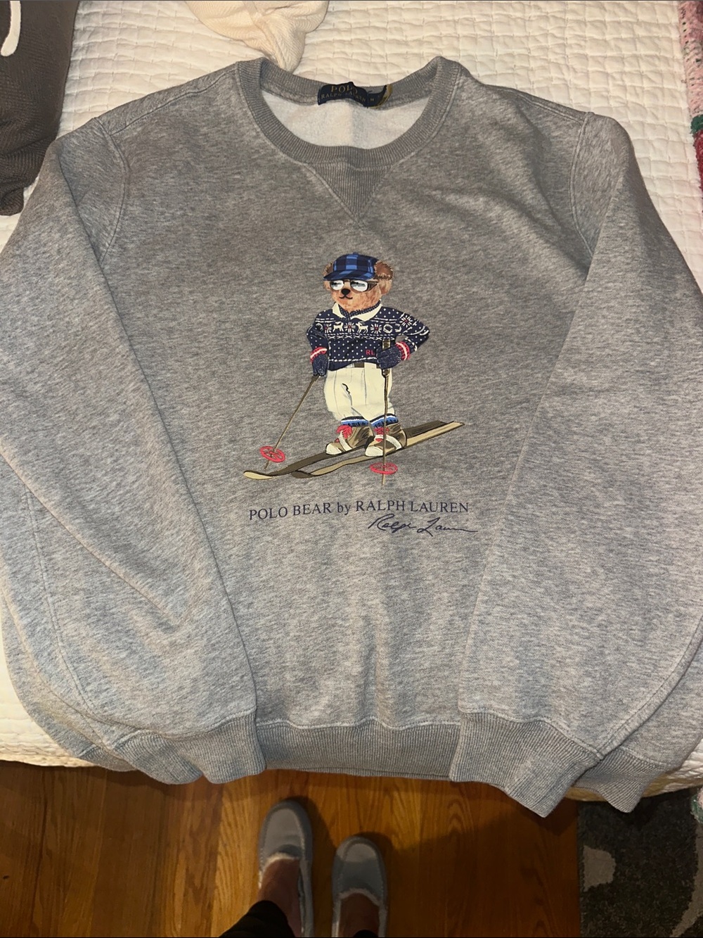 Polo by Ralph Lauren Gray Polo Bear Ski Crewneck Sweatshirt